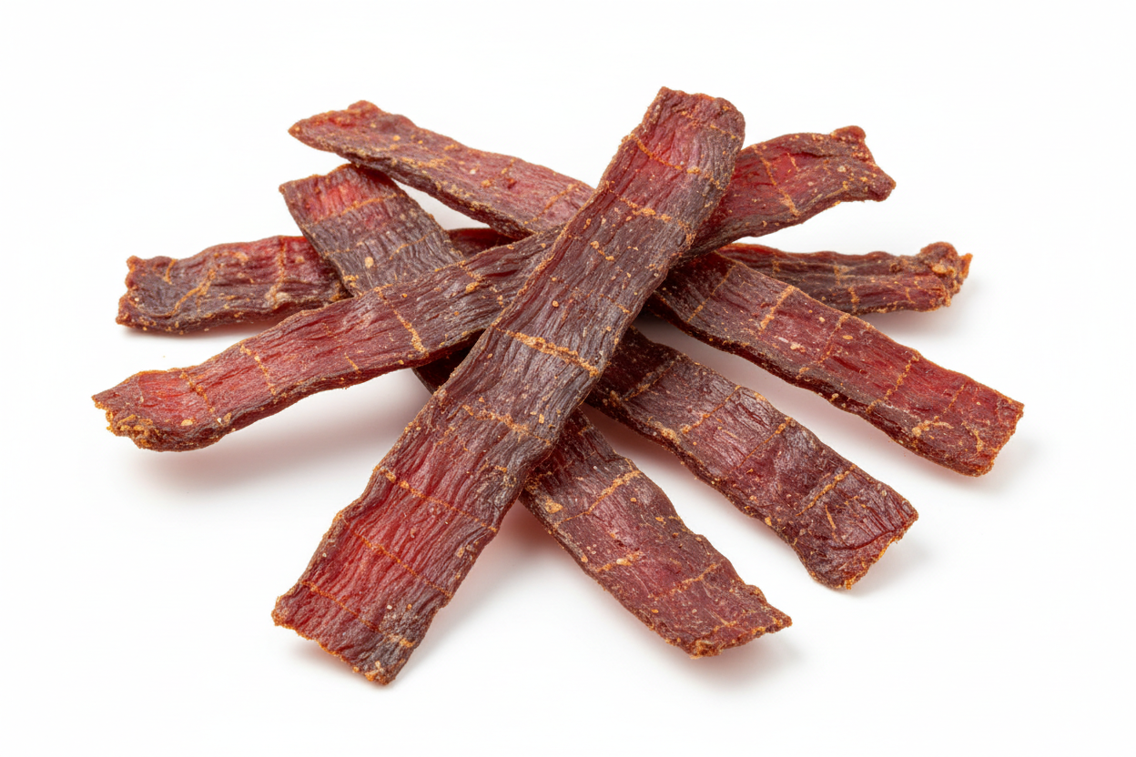 carne seca en fondo blanco